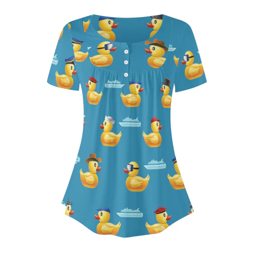 Just Ducky Womens Scoop Neck Short Sleeved Blouse