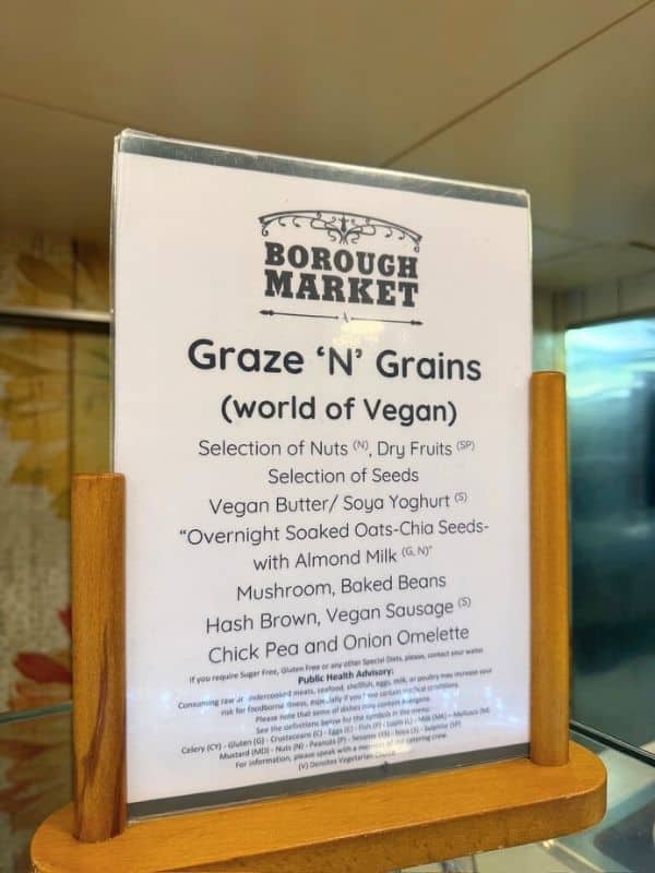 Borough Market vegan foods on Ambassador Cruise Line