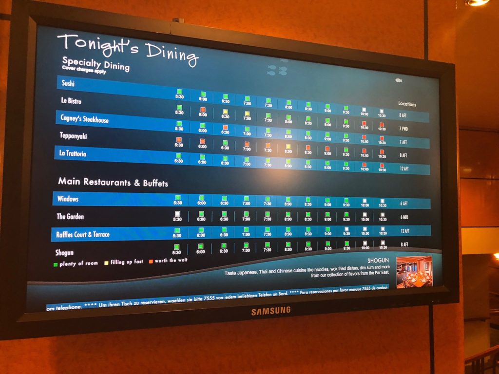Norwegian Spirit Dining Availability