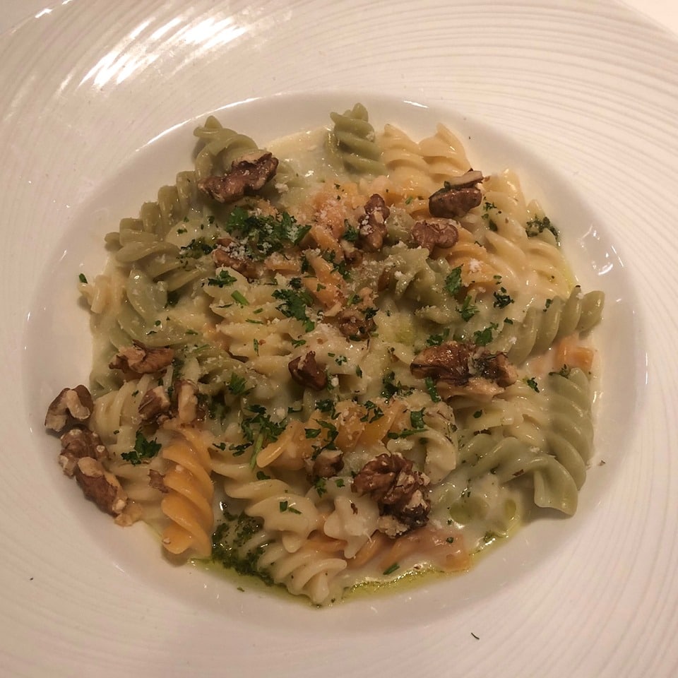 Vegetarian dinner in main dining room on P&O Britannia