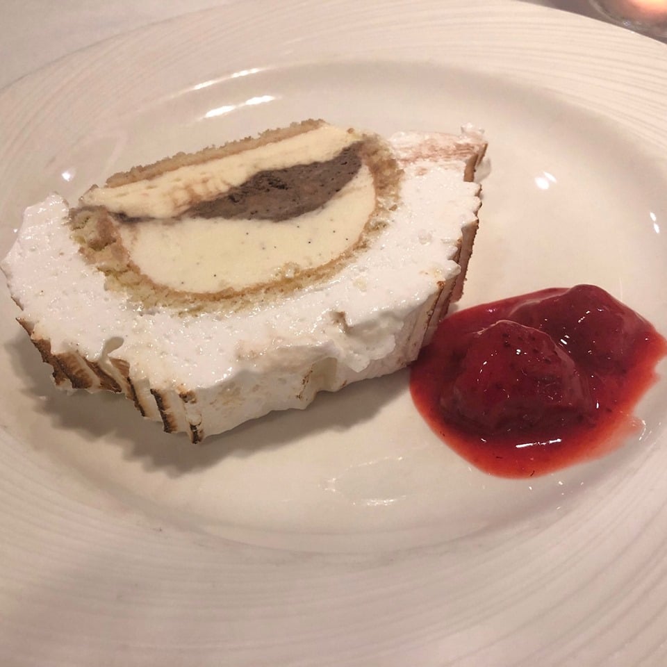 Vegetarian dinner in main dining room on P&O Britannia