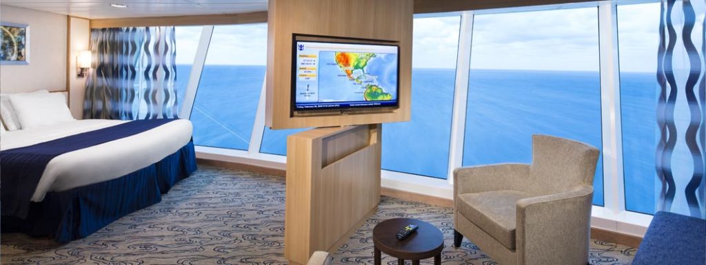 Panoramic Ocean View stateroom on a cruise ship