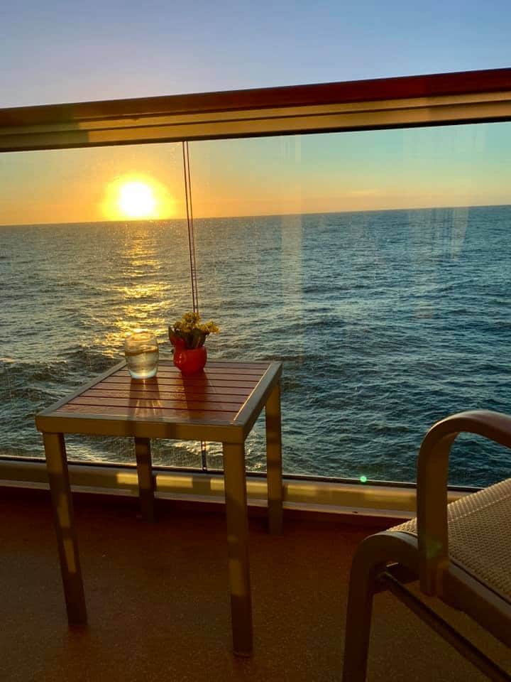 sunset on the balcony