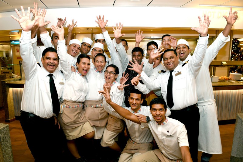 P&O Cruises buffet staff