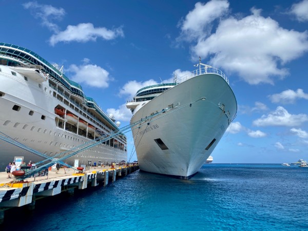 Cruise ships docked in port