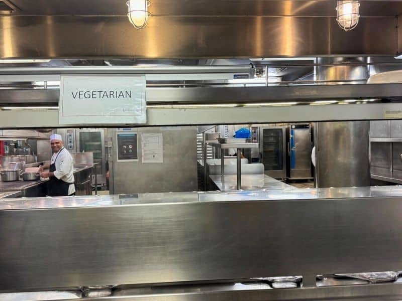 Vegetarian section of the kitchen on Ambassador Cruise Line