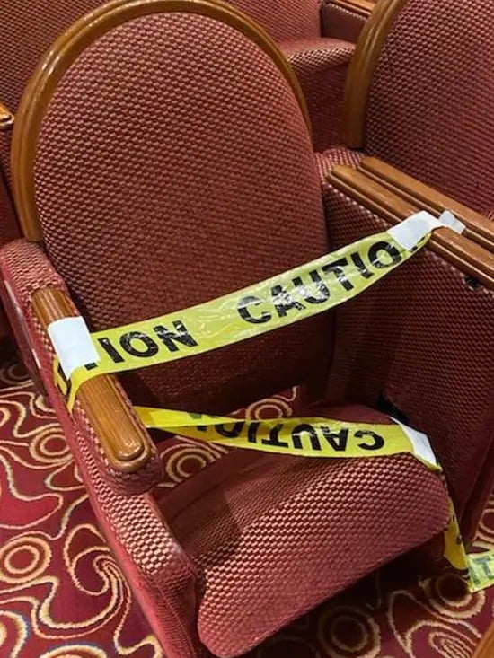 Collapsed theatre chair on Princess Cruises