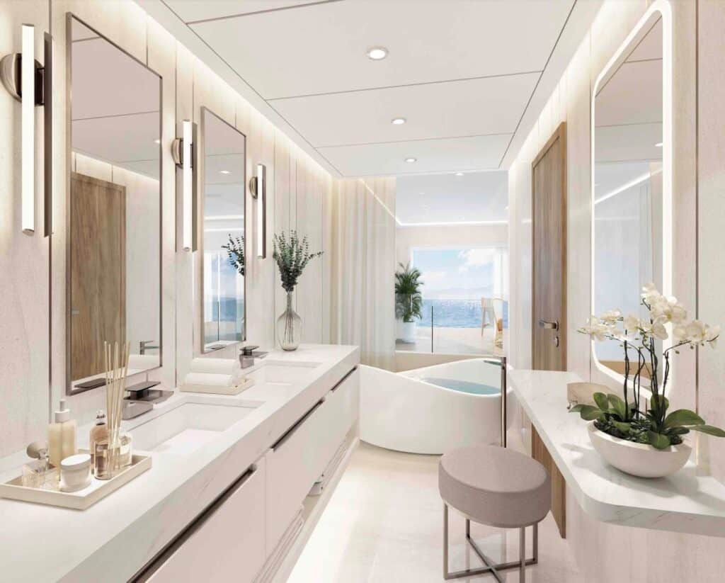 Bathroom in luxury apartment on MV Narrative