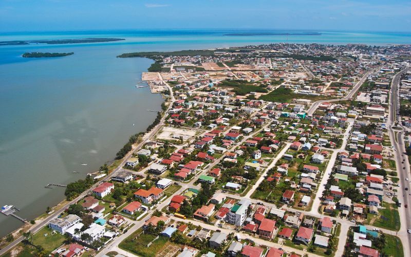 Aerial view of Belize City