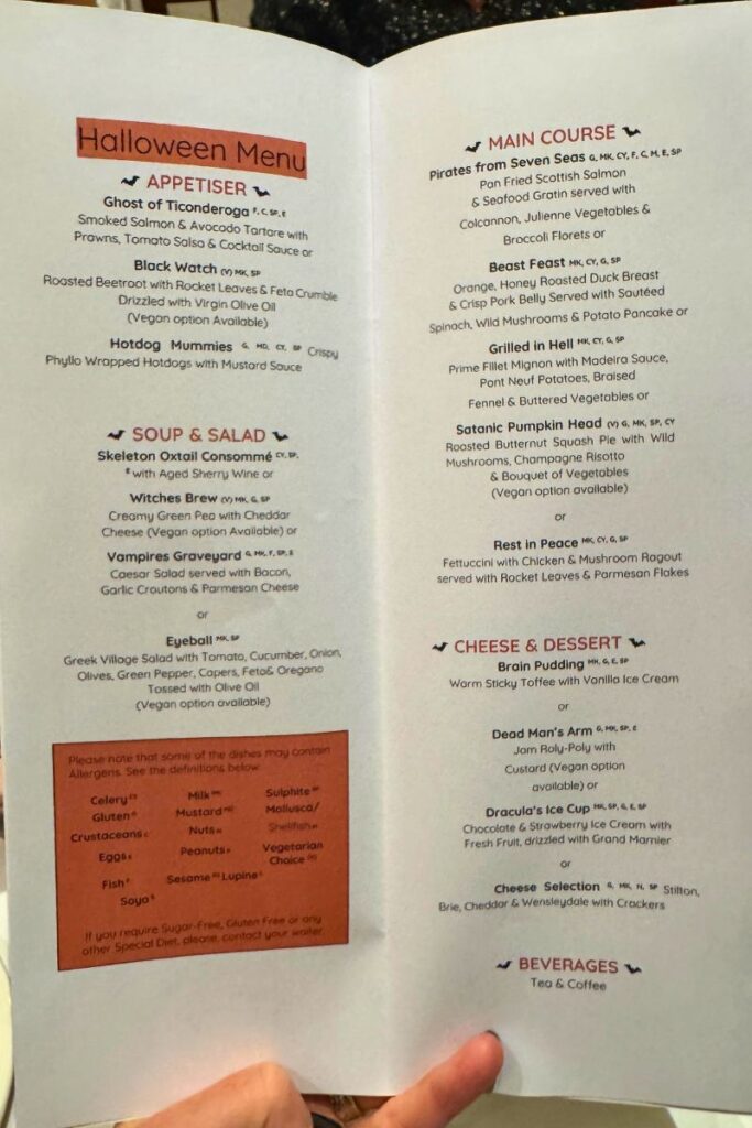 Halloween menu