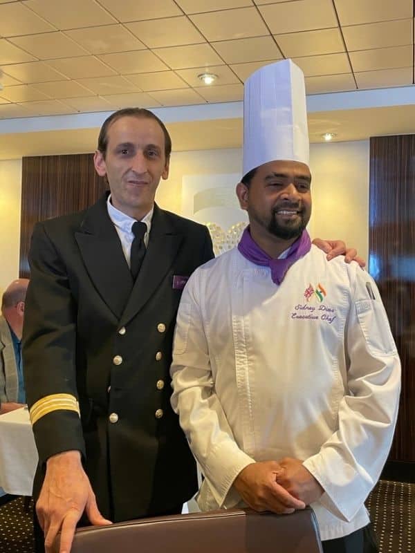 Chef and waiter on Ambassador Cruise Line