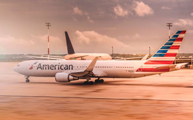 American aircraft in the airport