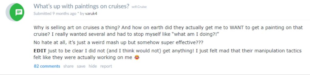 Reddit opinion on cruise paintings for sale