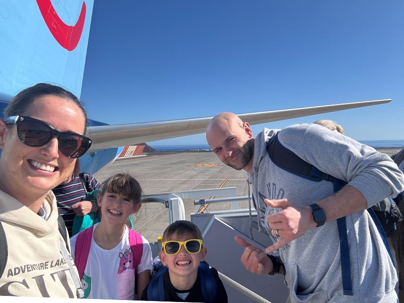 Boarding the plane to Tenerife