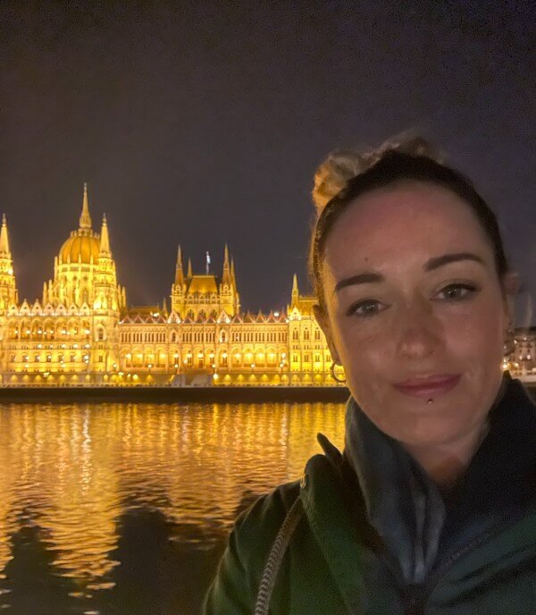 Cruise Mummy on a River cruise sailing away from Budapest