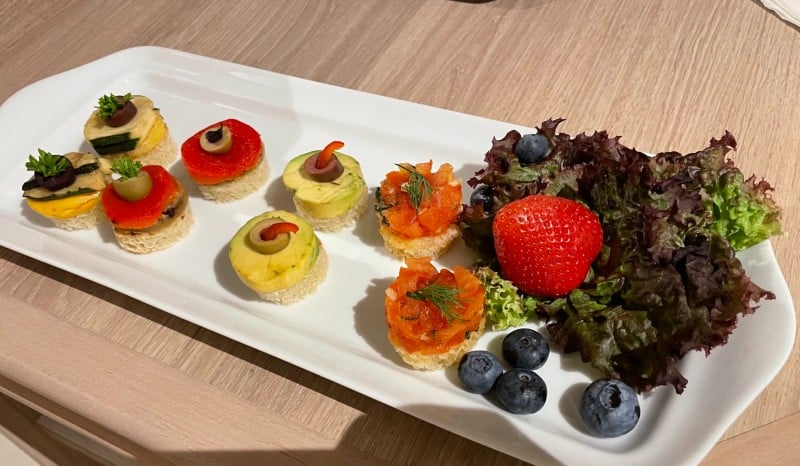 Room service canapes on a cruise