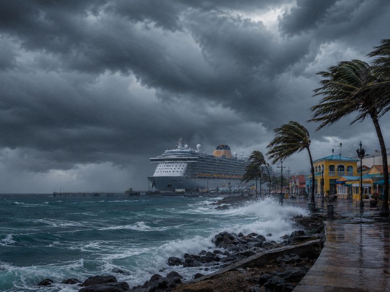 Cruise ship in storm