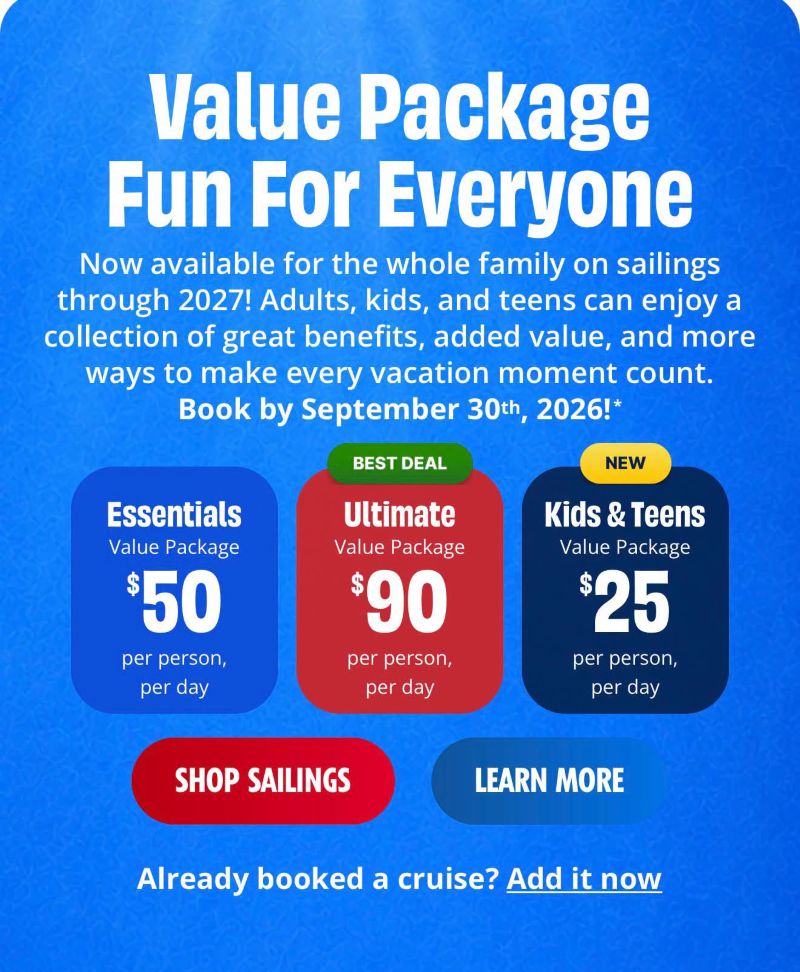 Carnival Value Packages