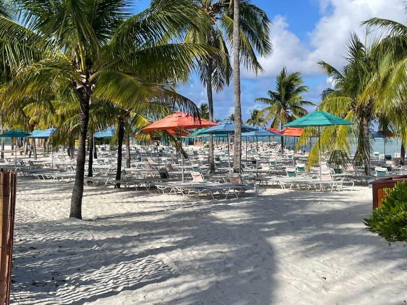 Sun loungers on Castaway Cay