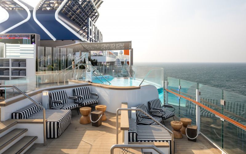 Celebrity Beyond's cruise ship lounge deck area