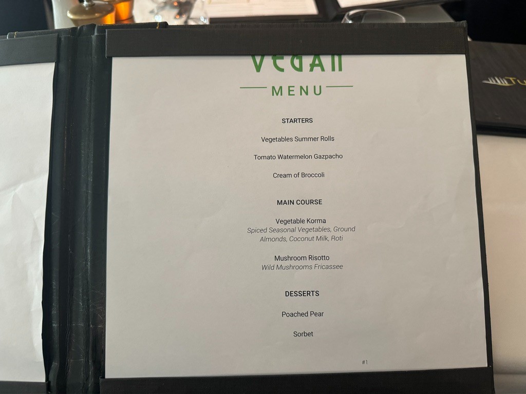 Celebrity Cruises vegan menu