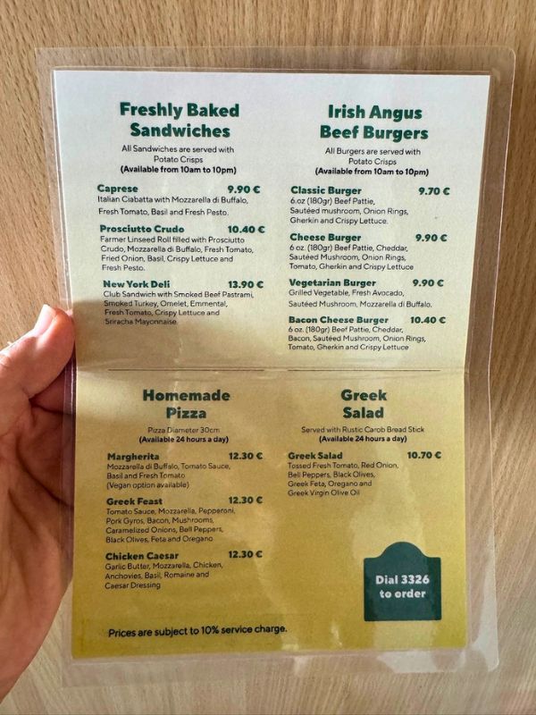 Celestyal food menu