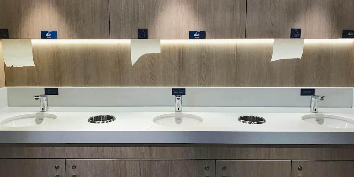 handwashing station at cruise ship buffet