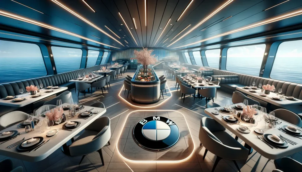 A dining venue on the BMW cruise ship that mirrors the elegance and performance associated with BMW. The restaurant boasts sleek, modern furniture and ambient lighting, providing a high-end gastronomic experience at sea.