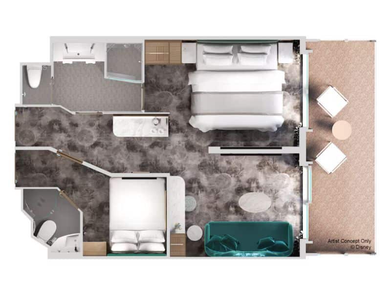 Disney Adventure Concierge Family Verandah Stateroom Floorplan