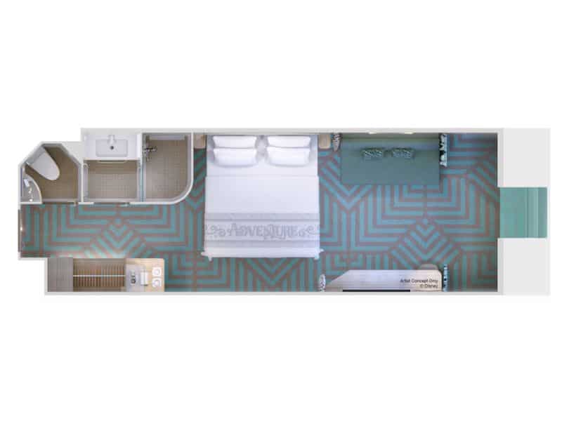 Disney Adventure Deluxe Oceanview Stateroom Floorplan