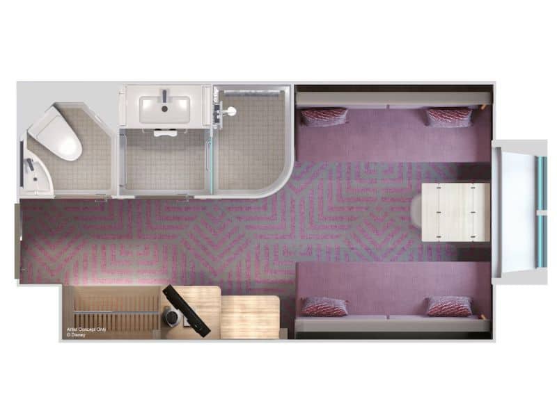 Disney Adventure Oceanview Stateroom Floorplan