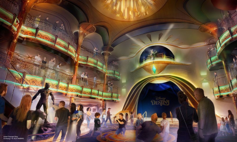 Artist rendering of the Grand Hall on Disney Destiny