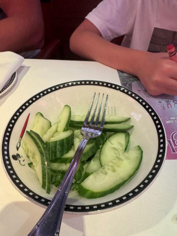 plate of cucumbers as a starter
