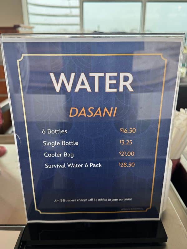 Water package prices on Disney cruise