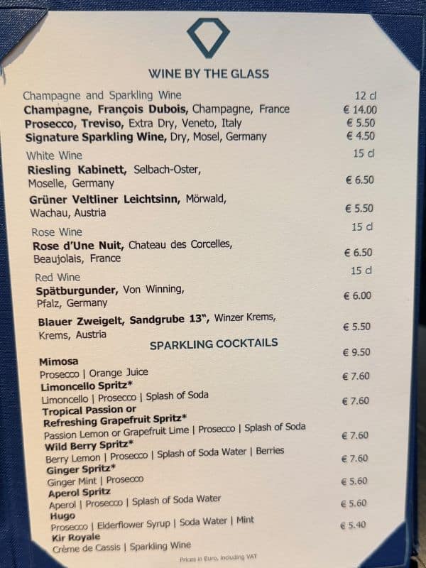 Emerald drinks menu