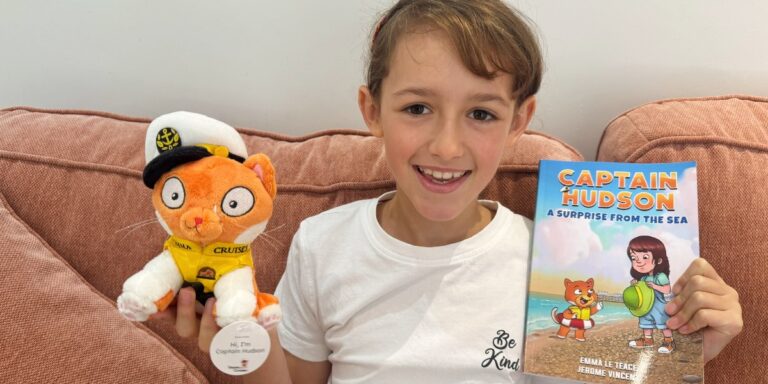 Leonie Fielding with Emma Cruises book and Captain Hudson
