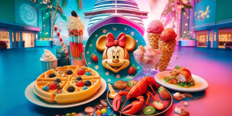 An image of a selection of food from different cruise ships.