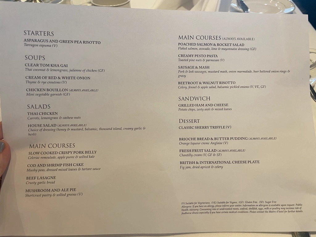 Fred olsen menu