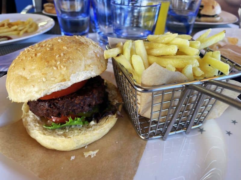 Burger and fries on Fred. Olsen Bolette Poolside Cafe