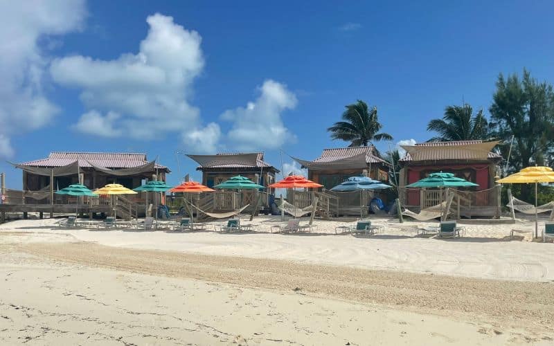 Cabanas on Castaway Cay beach