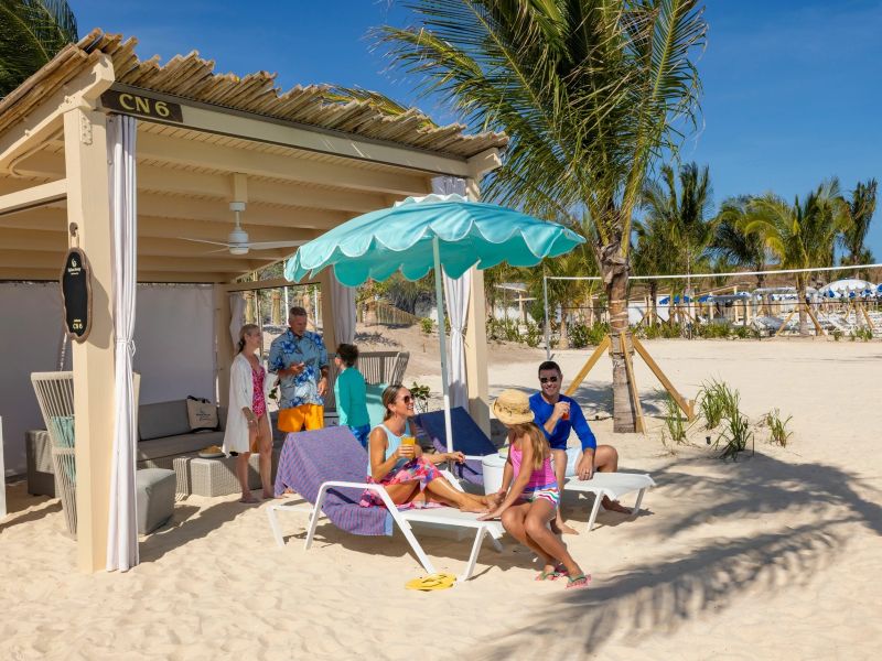 Guests relaxing away by the new cabanas at RelaxAway, Half Moon Cay