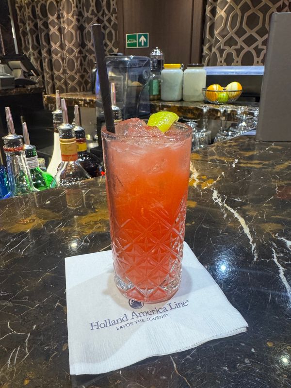 cocktail at the casino bar on Holland America cruise