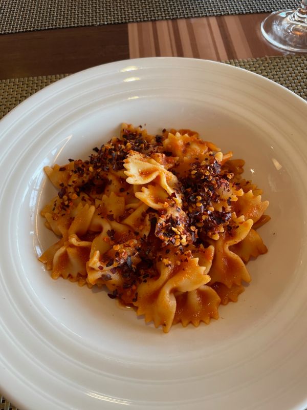 Pasta from buffet on Borealis