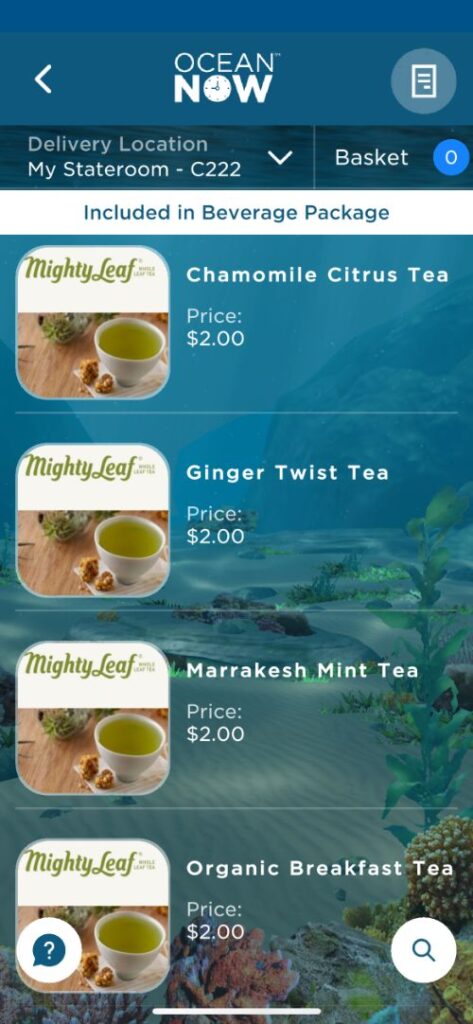 Tea menu