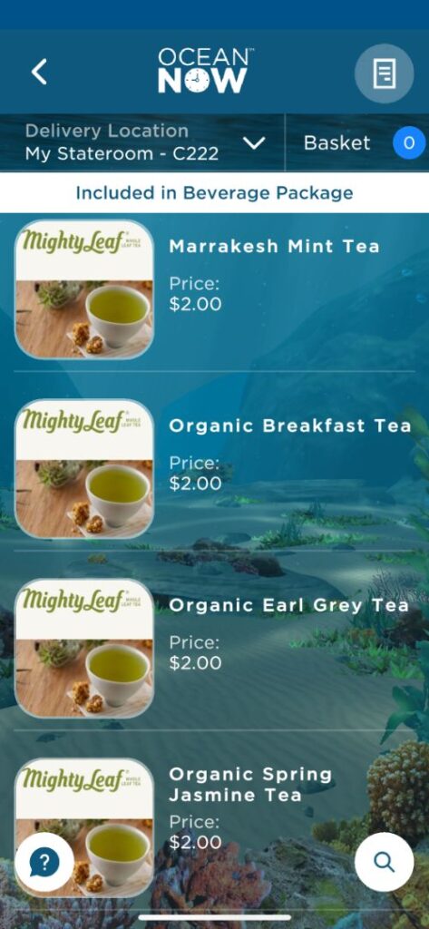 Princess tea menu