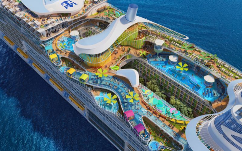 Top view of Icon of the Seas pool area