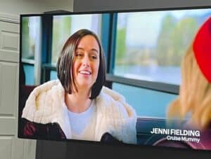 Jenni Fielding on TV on the Tonight programme with Helen Skelton