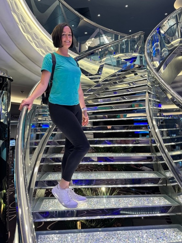 Me on the stairs on MSC Euribia