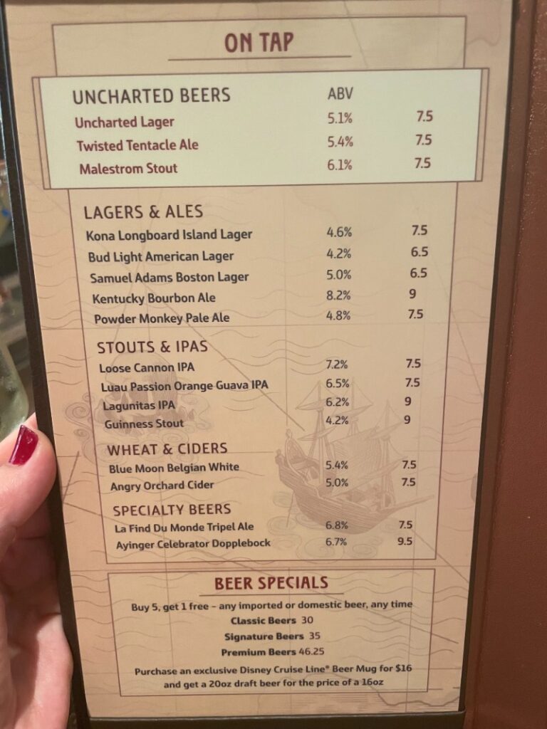 Keg & Compass drinks menu