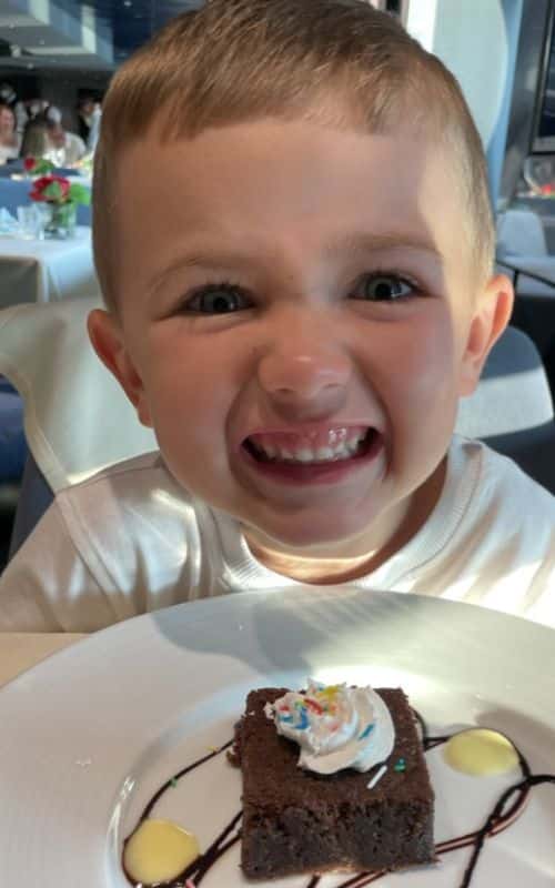 My son with a brownie on MSC Virtuosa